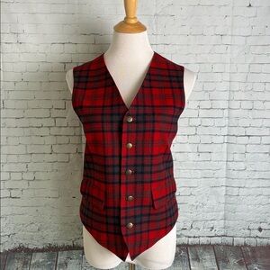 Pendleton Vintage Vest Tartan Buffalo Plaid 100% Virgin Wool L Sz 40 Menswear